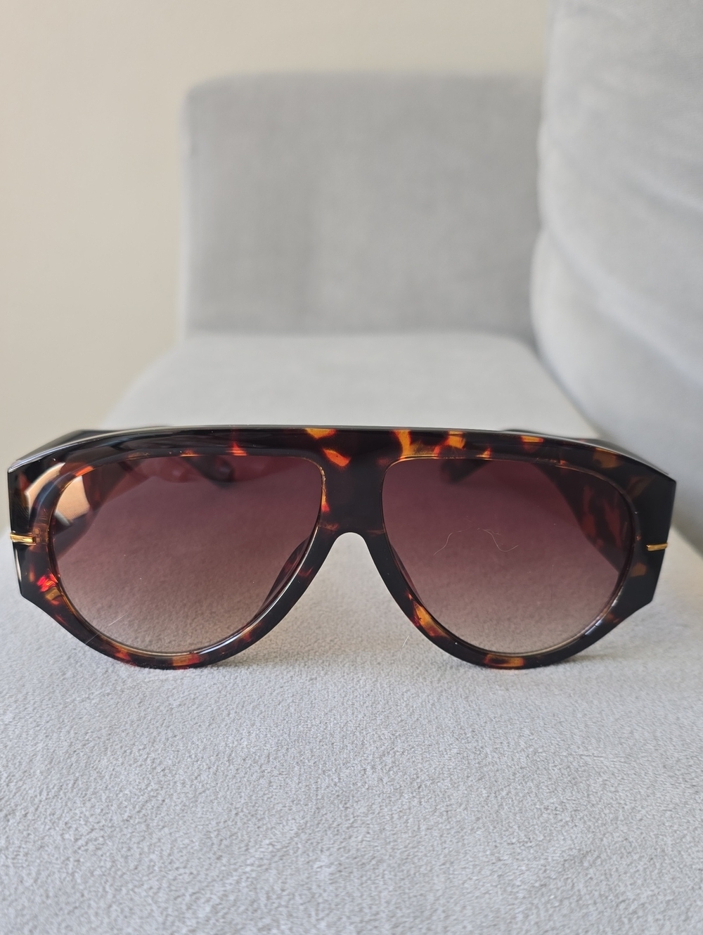 Oversized Retro Aviator Sunglasses for Women - Tortoise